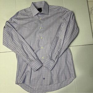 David Donahue Lavender Checkered Dress Shirt